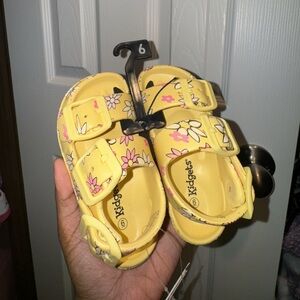 Kidgets Yellow Sandals with Floral Pattern